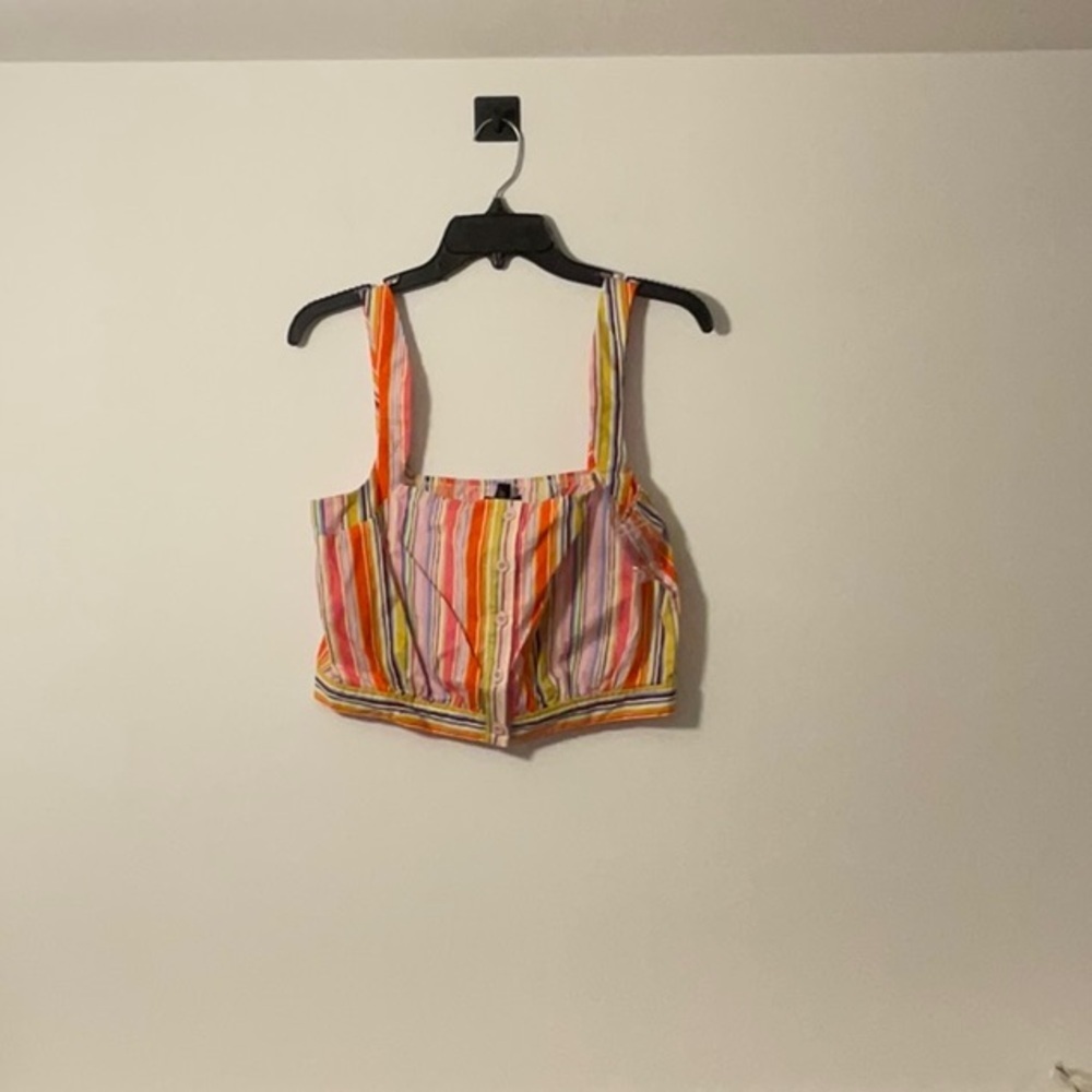 Aqua Orange Red Sleeveless Crop Tank Top